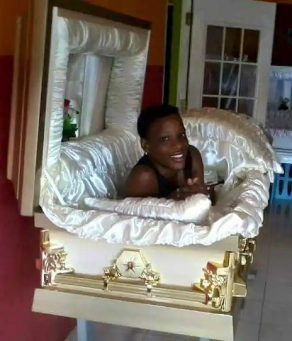 OMG!! Meet The Young Nigeria Girl Who Posted A Photo Laying In A Coffin Her Reason Will Shock You